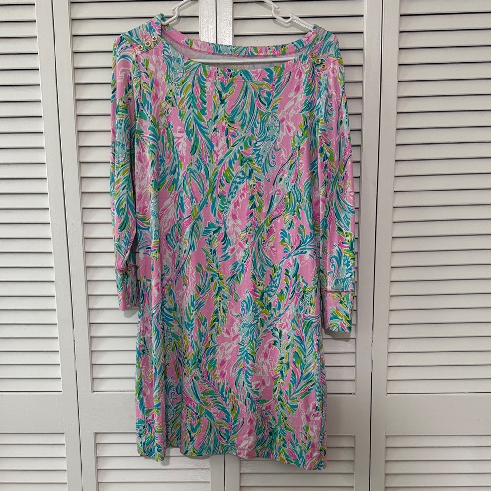 Lilly Pulitzer Pink and Green Floral Long Sleeve Dress